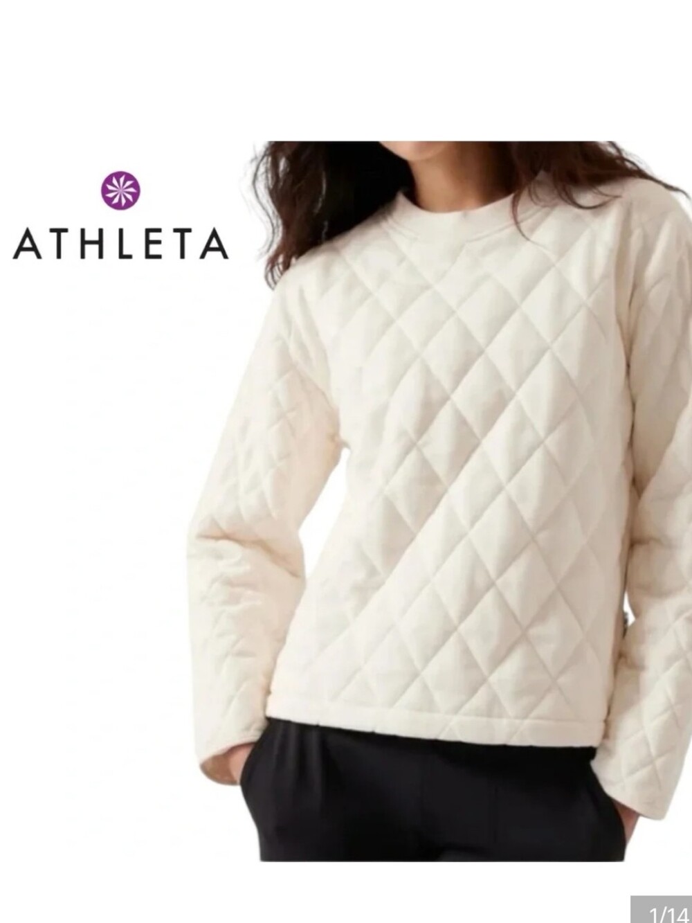 Athleta Retroplush Quilted Crewneck Sweatshirt - Size L